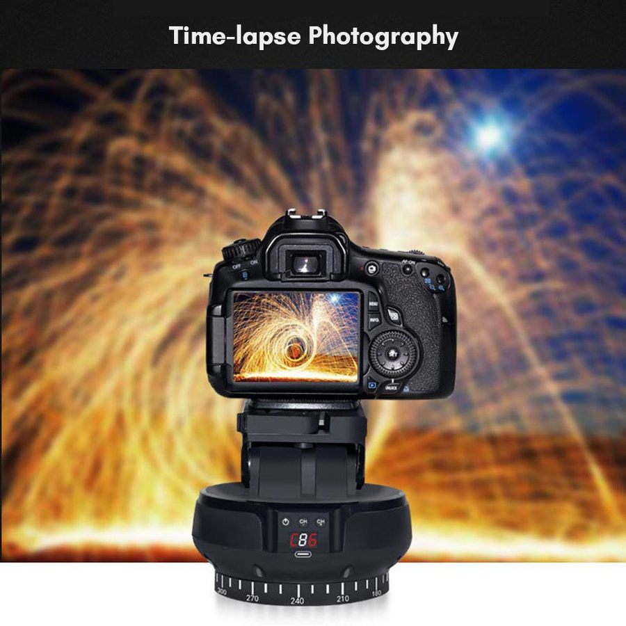 Andoer YT1200 motorisierter 2-Achsen-Panoramakopf mit 360-Grad-Drehung in Schwarz - Bild 9