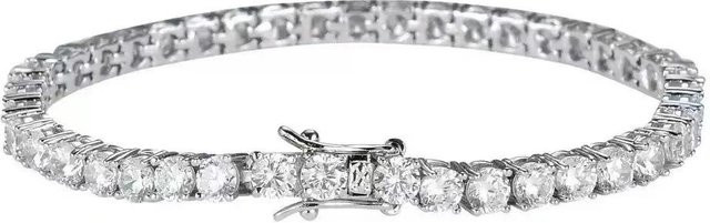 Global Finds Tenniskettenarmband, Kupfer, Zirkonia, Diamant, Weiß, Unisex, 45 cm - Bild 1