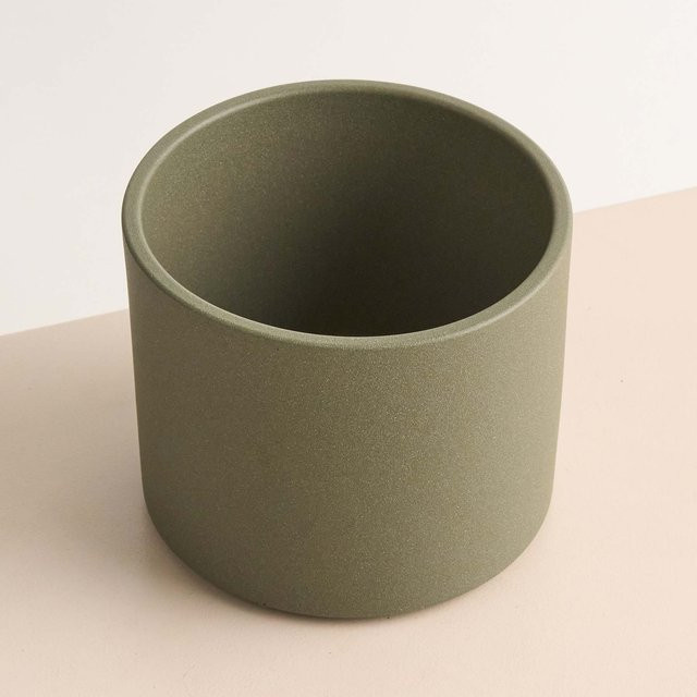 Minimalistischer Keramik Übertopf von BLUME2000 in Grün, Höhe: 15,5 cm - Bild 1