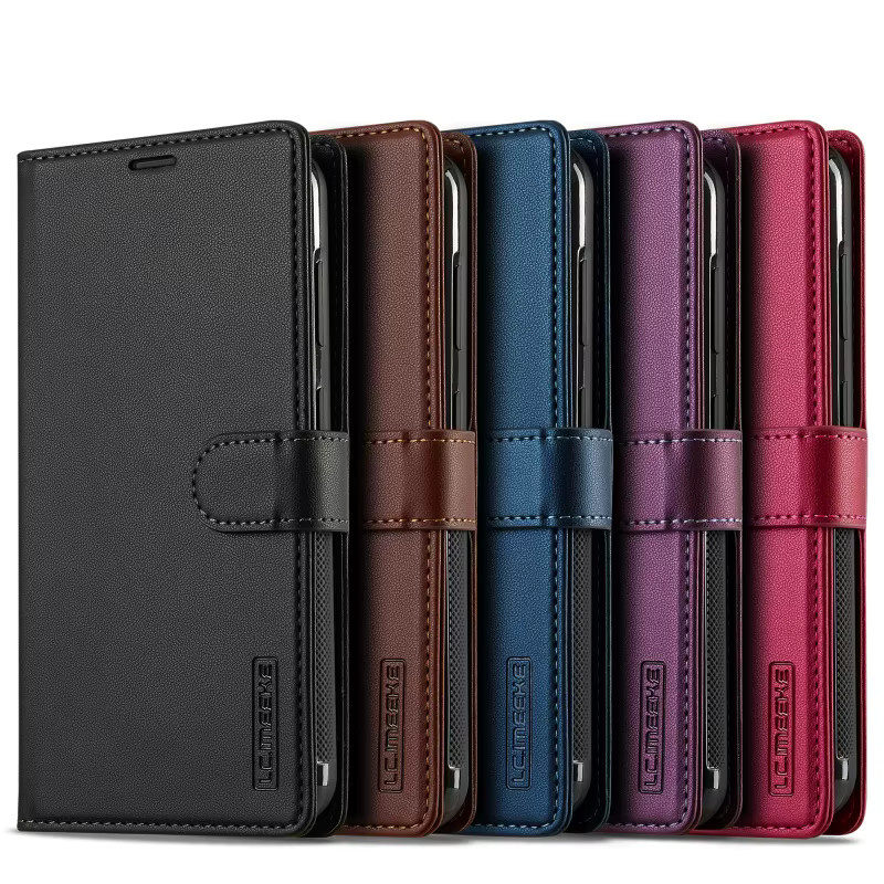 Samsung Handyhülle aus Leder mit Handgelenkriemen und Kartenfächern für Galaxy S26 Ultra A57 A37 A17 A56 A36 A16 A55 A35 A15 in Rot - Bild 4