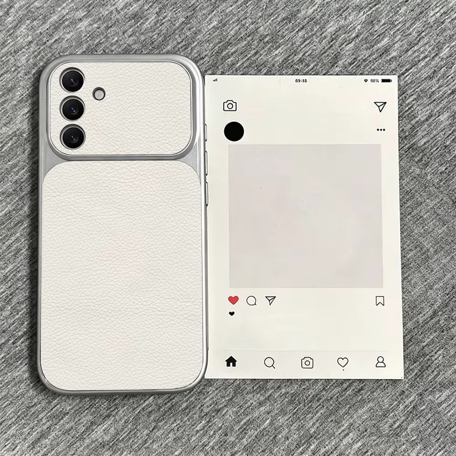 Luxuriöse Handyhülle mit Lychee-Textur für Samsung Galaxy A-Serie in Silber und Weiß - Bild 4