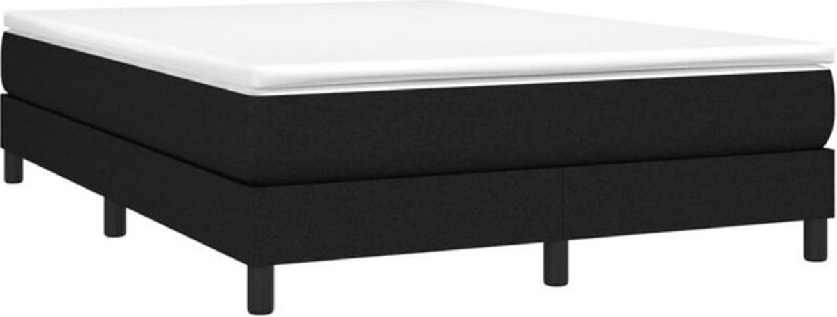 vidaxl Boxspringbett mit Matratze in Schwarz aus Stoff und Holzwerkstoff B/T/H: 140 x 190 cm - Bild 1