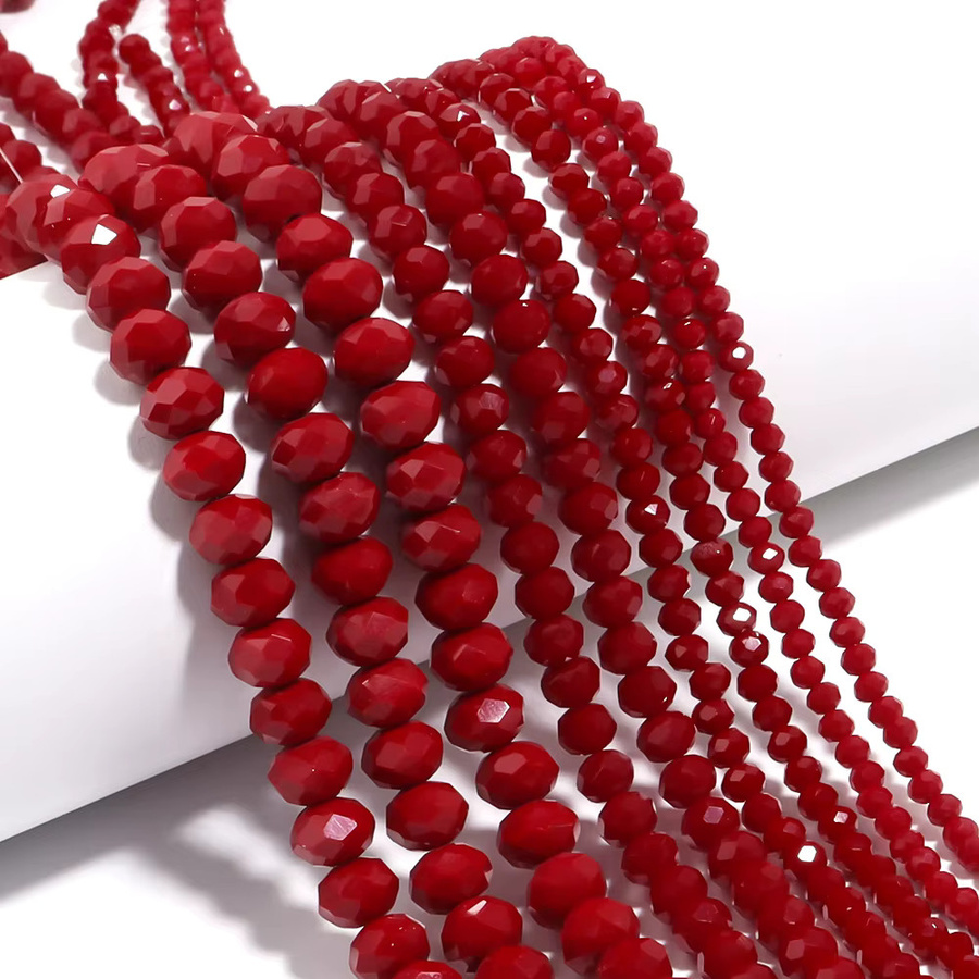 Kristallperle, rote facettierte Glasperle, Unisex - Bild 2