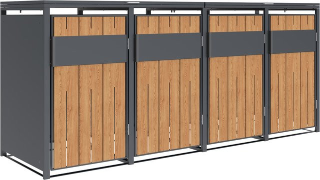 Westmann Mülltonnenbox Varius 4 für 4 x 240L in Anthrazit und Holzoptik, B/H/T: 265 x 116 x 80 cm - Bild 1