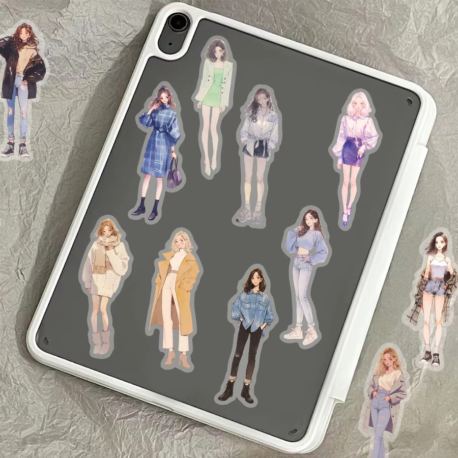 50 Stück koreanische Sticker für Mädchen, ästhetische transparente Aufkleber in Multicolour für Handy, Laptop und DIY-Projekte - Bild 2