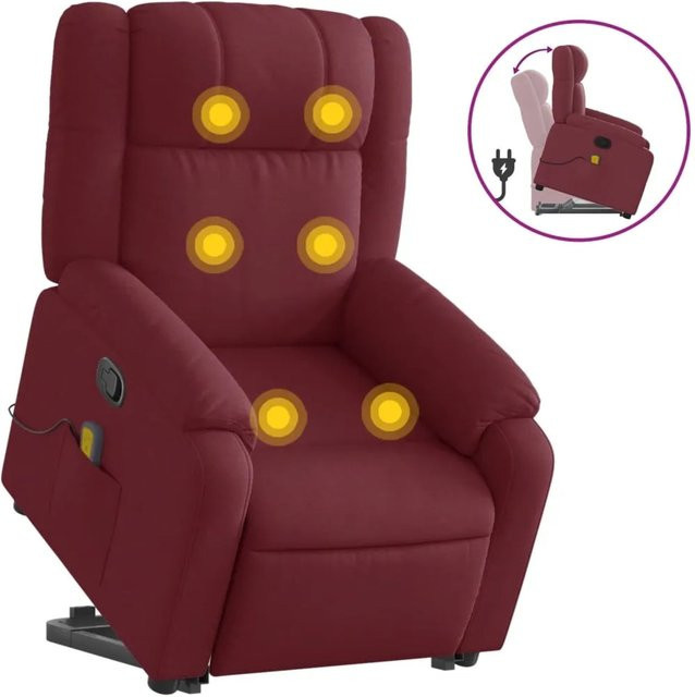 vidaXL Massagesessel mit Aufstehhilfe in Weinrot aus Stoff - Bild 1