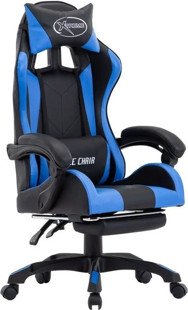vidaXL Gaming-Stuhl mit Fußstütze in Blau-Schwarz aus Kunstleder - Bild 1