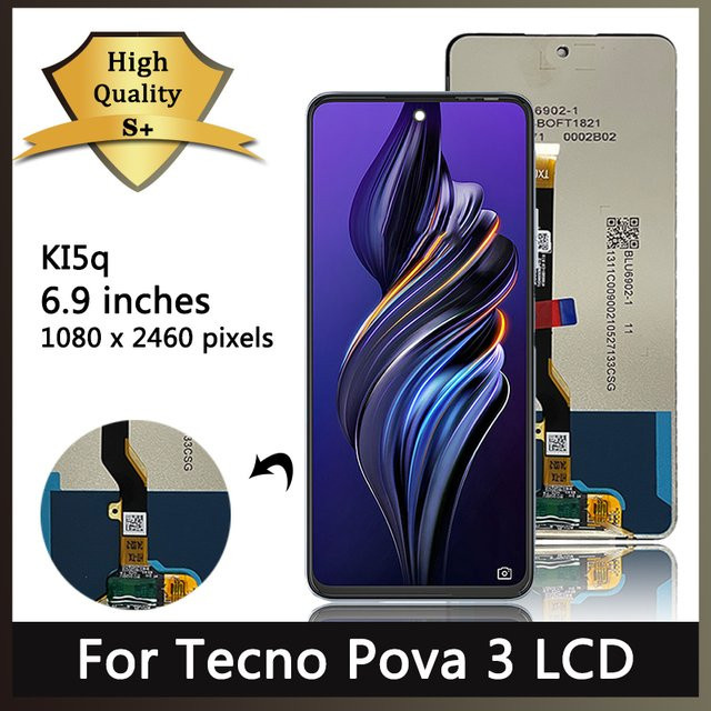Tecno Pova 3 LCD-Display Touchscreen mit Rahmen in Schwarz 6.9 Zoll - Bild 1