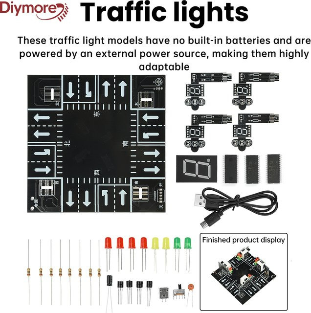 diymore Intelligentes Ampel-Bausatz-Set, Lernspielzeug, Signalleuchte mit LED-Digitalanzeige und Micro-USB - Bild 1