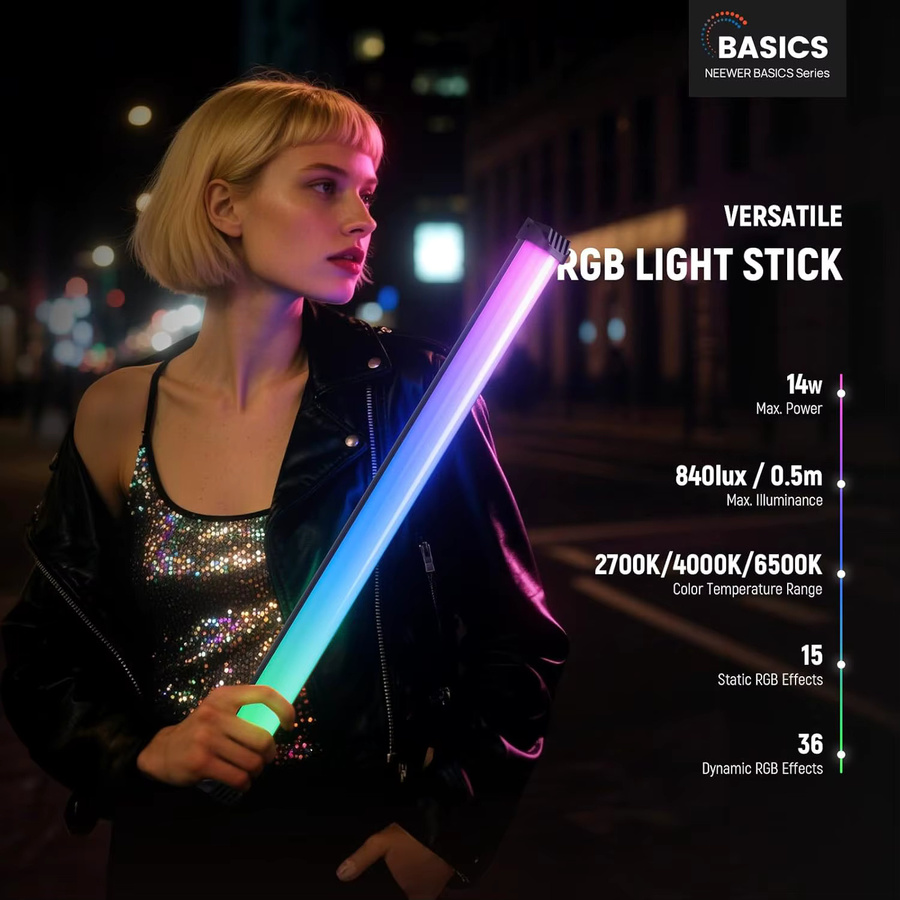 NEEWER Basics 21 Zoll magnetischer RGB LED Lichtstab für Studiofotografie und Streaming in Multicolour - Bild 2