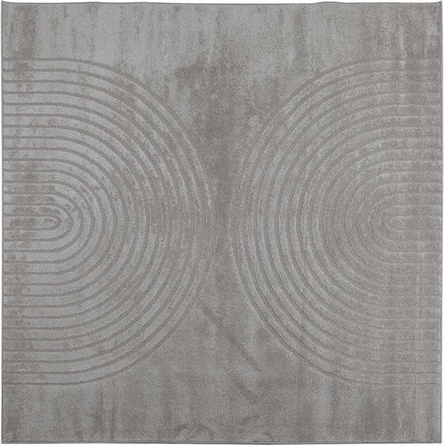 vidaXL Bereichsteppich GALATI Quadratisch Grau aus Polyester, rutschfest und waschbar, B/T: 120 x 120 cm - Bild 1