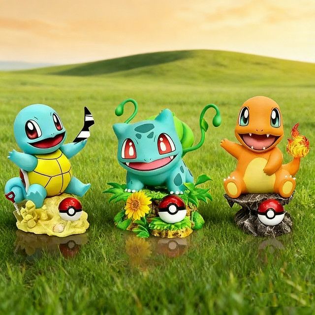 Potdemiel Pokemon Anime Action Figuren Charmander Bulbasaur Squirtle aus PVC als Sammelmodell für Kinder, Höhe: 10 cm, Multicolor - Bild 1