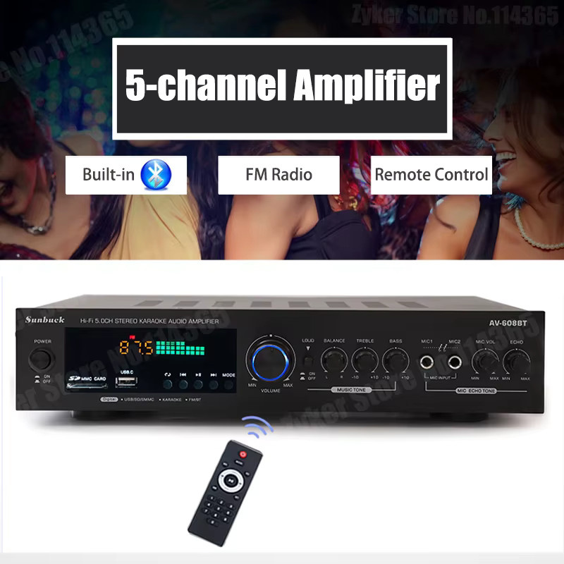 WAPUNO HiFi Digital Bluetooth Stereo-Verstärker mit dynamischem Bildschirm in Schwarz - Bild 4