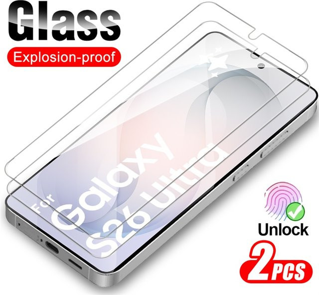 2 Stück Klarglas-Displayschutzfolien mit vollständiger Abdeckung für Samsung Galaxy S26 Ultra Plus und S26+ 5G, transparent - Bild 1
