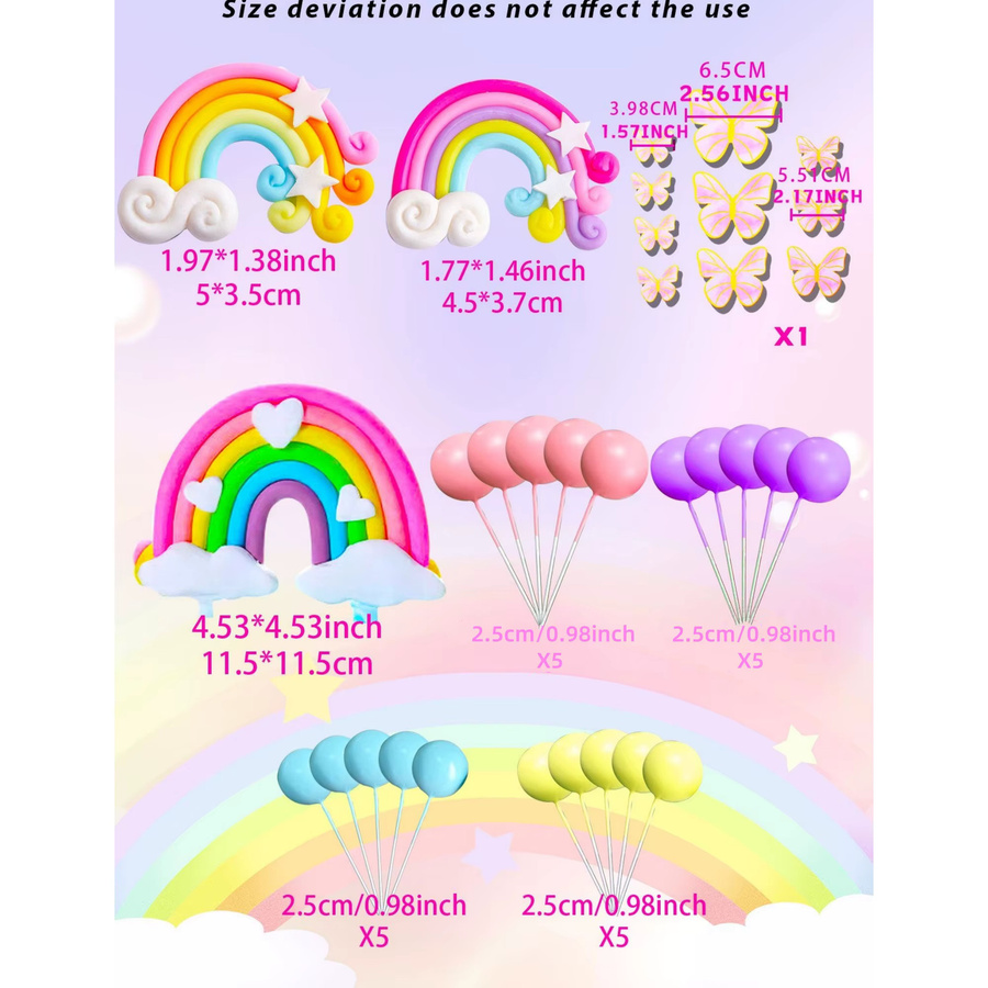 LaVenty Regenbogen-Kuchenaufsatz, Einhorn, 33-teiliges Set - Bild 1