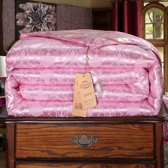 WTEMPO Steppdecke aus Maulbeerseide und Baumwolle für den Winter, Rosa, B x H: 200 x 230 cm - Bild 1