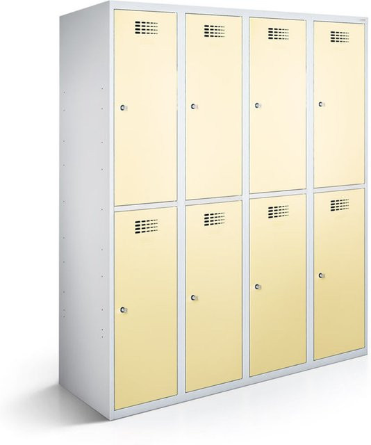 rotstahl Garderobenspind mit 8 Türen in Beige, B/T/H: 120 x 50 x 180 cm - Bild 1