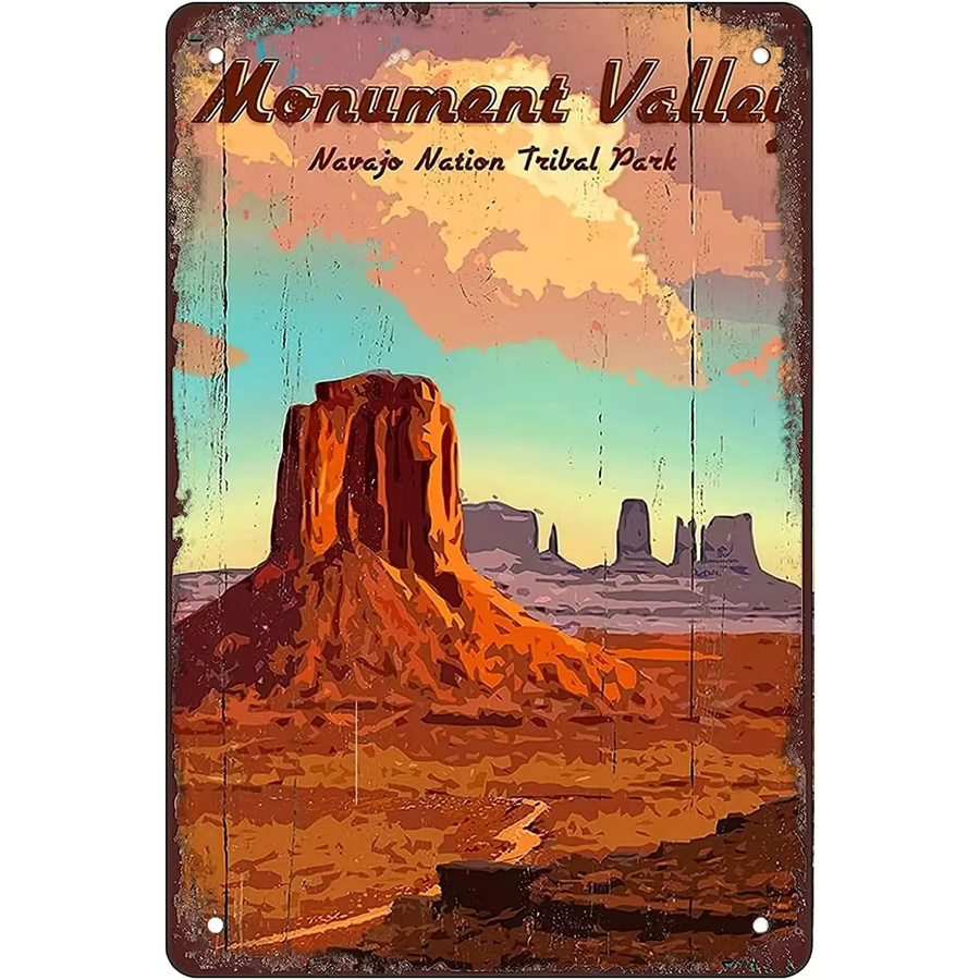 MINISO Monument Valley Retro-Vintage-Dekorschild aus Metall, Mehrfarbig, B: 30,5 cm, H: 20,3 cm - Bild 2