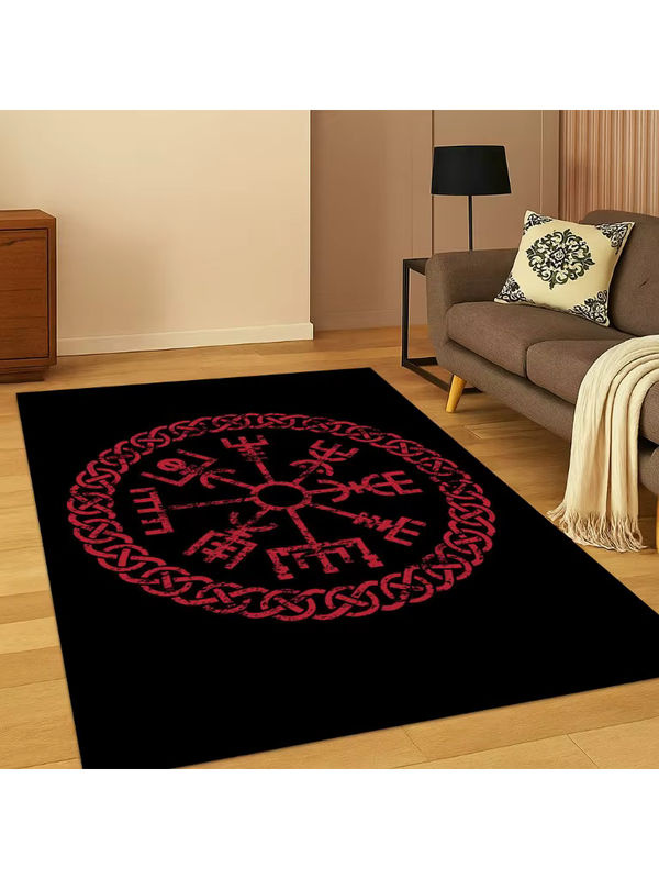 Faviora Nordischer Wikinger Odin Teppich, Schwarz, Ethnic Design, Rutschfest, B/T: 60 x 40 cm - Bild 2