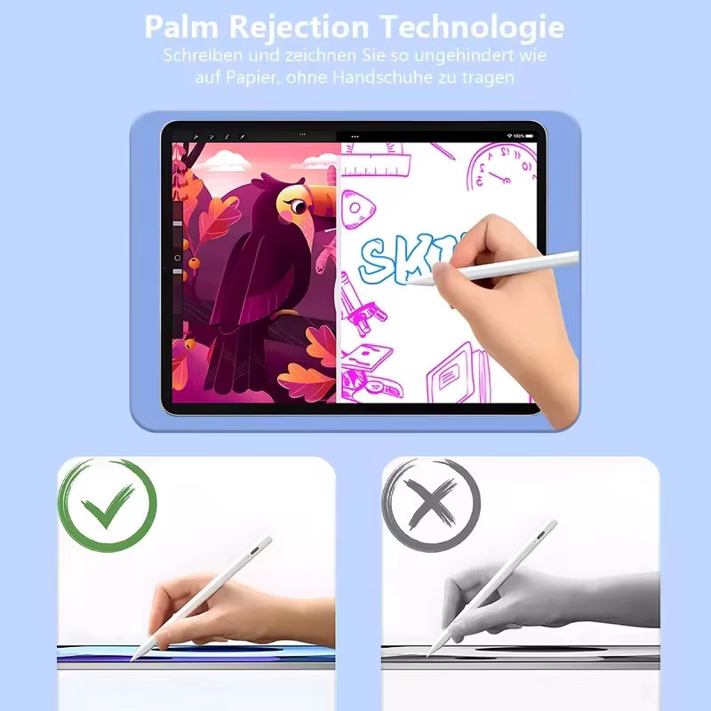 BMAD Universeller Stylus-Stift mit 1,5 mm feiner Spitze, wiederaufladbar und mit Handballenerkennung für iPad, Android und Tablets, in Rot oder Weiß - Bild 4