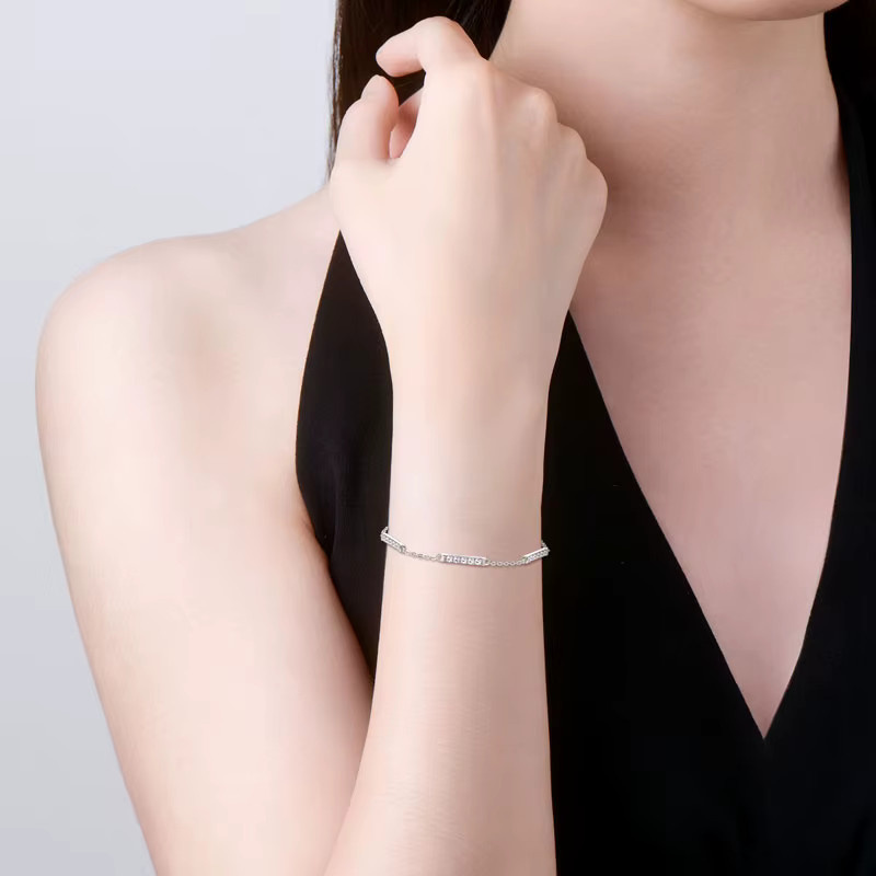 IOGOU Armband, Moissanit, 925 Silber, 14 Karat vergoldet, Damen, 16,5–21,5 cm - Bild 2