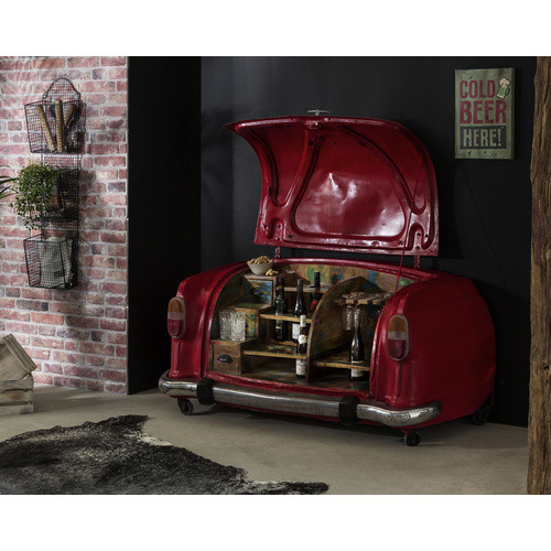 SIT Schrank THIS & THAT im Industrial Design aus Altmetall und Altholz, Farbe: Rot, B/T/H: 80,0 x 72,0 x 168,0 cm - Bild 2