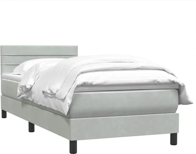 vidaXL Boxspringbett Hybrid mit Matratze und Taschenfederkern in Hellgrau und Weiß, Samt, B/T/H: 80 x 210 x 103 cm - Bild 1