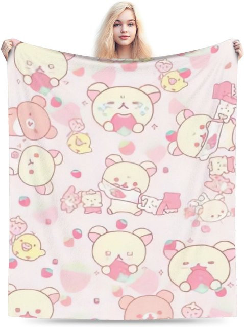 Bandai Rilakkuma Plüsch-Überwurfdecke aus Flanell und Fleece für Erwachsene - Bild 1