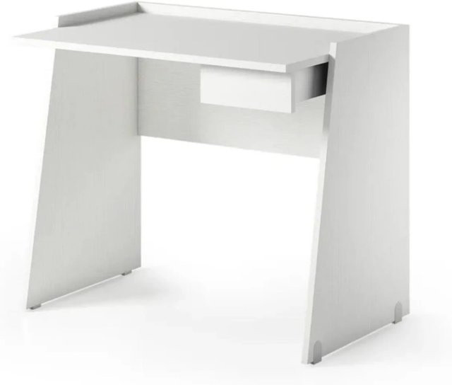 The White Stone Moderner Schreibtisch in Weiß mit Schubladenelement und Beton-Optik für Home Office und Büro B: 160 cm, T: 80 cm, H: 76 cm - Bild 1