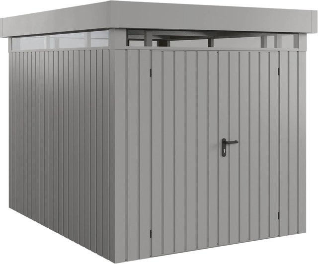 EcoStar Gerätehaus Euroline mit Pultdach und Lichtband, Grau, B: 277 cm, T: 229 cm, 2-flüglig - Bild 1