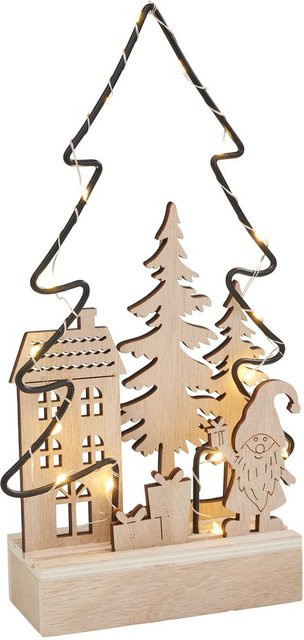 VBS Holz-Steckmotiv Metalltanne Lichterglanz mit LED in Beige für Weihnachten - Bild 1