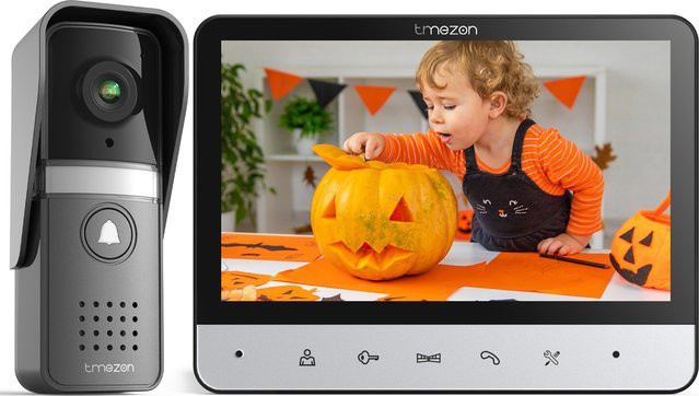 TMEZON V-20 Video-Türsprechanlage mit 7-Zoll-Farbdisplay und 120 Grad Weitwinkelkamera als 4-Draht-Intercom-System inklusive Türklingel - Bild 1