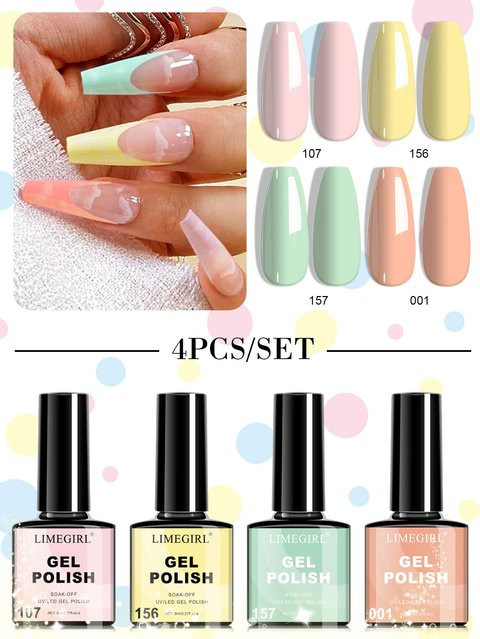 LIMEGIRL Nagellack-Gel-Set Macron Color, 4 Farben, glänzend - Bild 1
