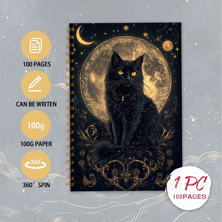 Mondlicht-Katzen Notizbuch und Tagebuch mit linierten Seiten für Damen und Herren - Bild 4