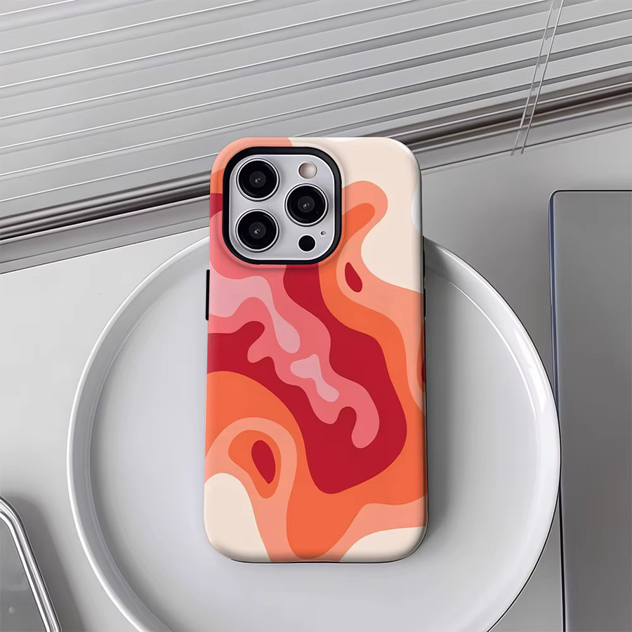 Crimson Swells Handyhülle für iPhone 17 16 15 14 13 12 Pro Max Plus mit doppelschichtiger Rückseite in Multicolour - Bild 4