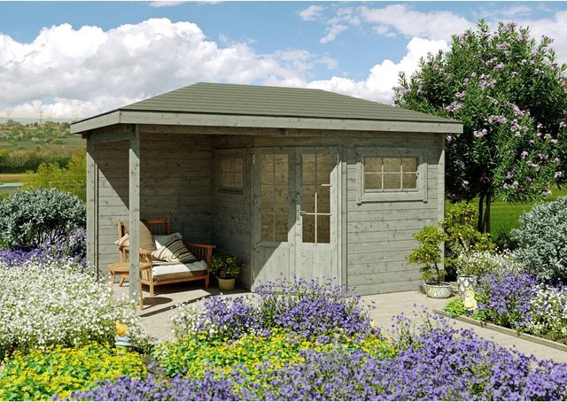 Fjordholz Gartenhaus Evelyn 2B 5-Eck aus Holz in Grau, imprägniert - Bild 1