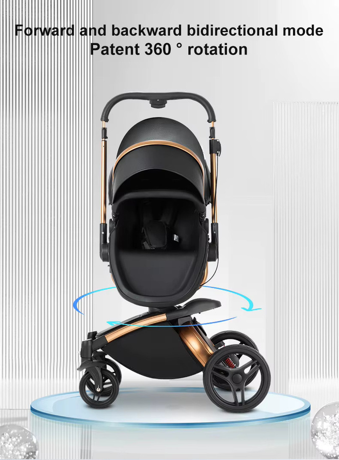 Prokoke 3-in-1 Kinderwagen Reisesystem mit Babywanne, faltbar und leicht, Schwarz-Weiß - Bild 2
