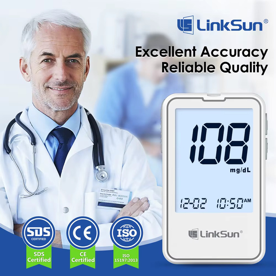 Linksun Blutzuckermessgerät G-425-2 in Weiß mit 50/100 Teststreifen Digitales Diabetes-Testkit zur Blutzuckerüberwachung - Bild 2