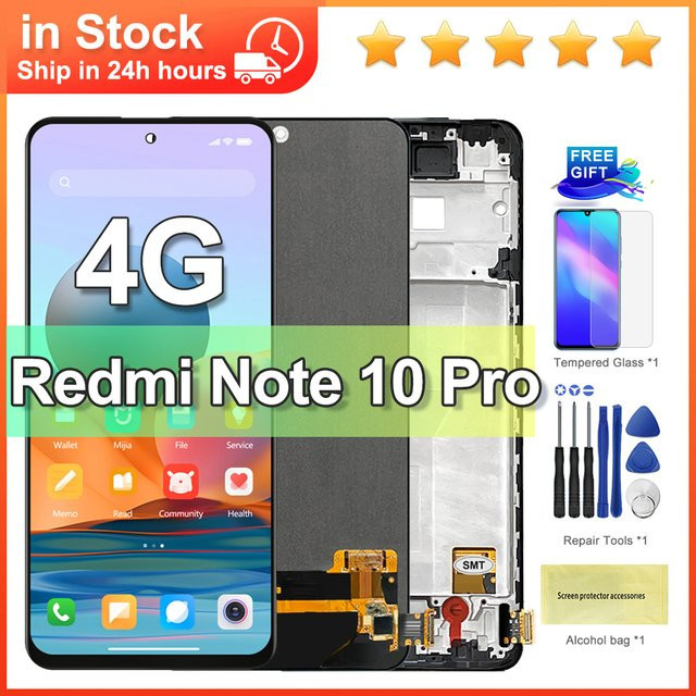 Xiaomi Redmi Note 10 Pro LCD Display Touchscreen Ersatz mit Rahmen in Schwarz für 6,67 Zoll M2101K6G - Bild 1