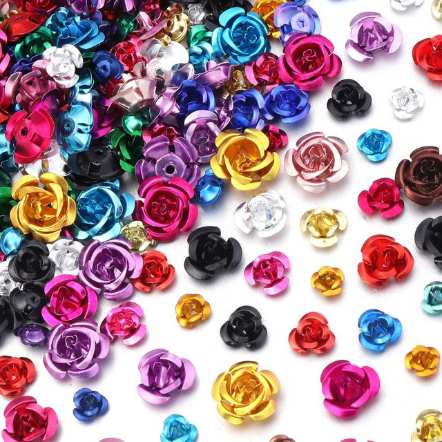 Aluminium-Rosenblüten aus Metall in Multicolor für DIY-Schmuck, Basteln und Dekoration - Bild 1