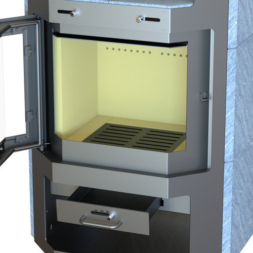THERMIA Kaminofen Saarbrücken aus Naturstein in Grau mit 8,5 kW Leistung, B/T/H: 103 x 50 x 64 cm - Bild 3