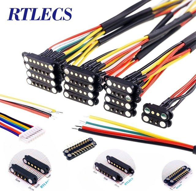 RTLECS Magnetischer Pogo-Pin-Steckverbinder 2A DC Federkontakt Stecker und Buchse in Schwarz mit 2,5mm Abstand - Bild 1