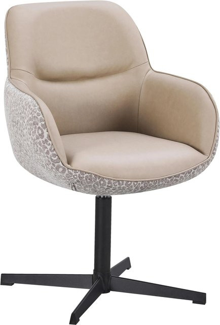 Mömax Armlehnstuhl Leona in Schwarz/Beige mit 360-Grad-Drehfunktion und Metallgestell - Bild 1