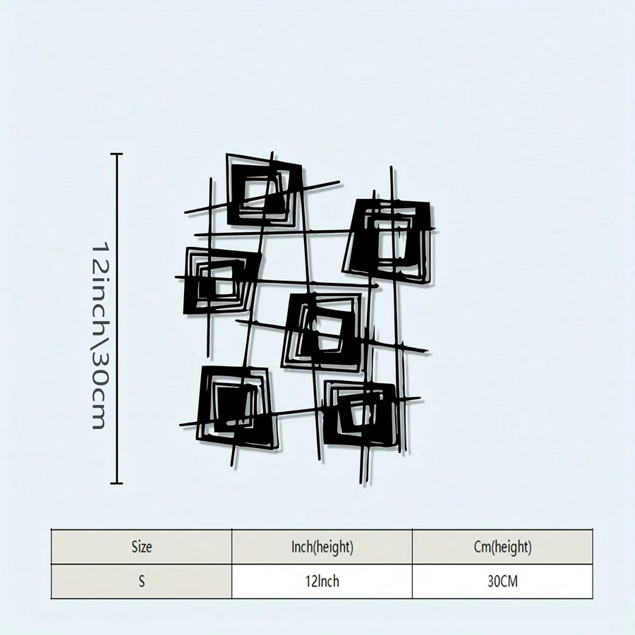 Vackstod Moderne Metall-Wandkunst von CIFBUY, abstrakte geometrische Wanddekoration aus Eisen in Schwarz und Weiß im industriellen Design - Bild 2