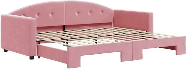vidaXL Tagesbett ausziehbar in Rosa mit Samtbezug und Schubladen - Bild 1