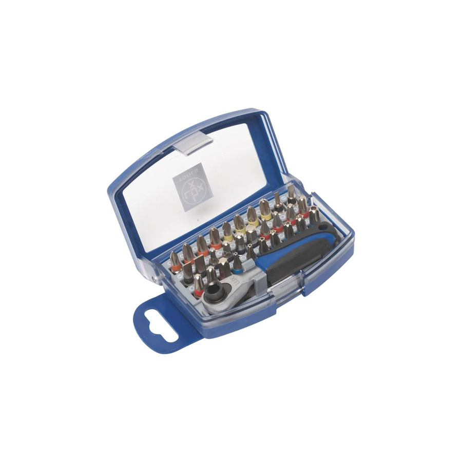 LUX-TOOLS Bitsatz und Ratschengriff Comfort 32-teilig, 6,3 mm (1/4 Zoll), Blau - Bild 2