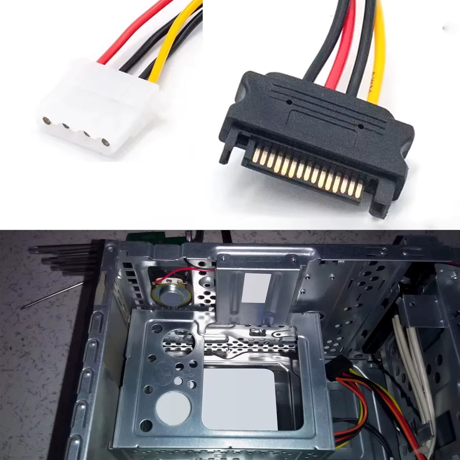 Congdi SATA Stromkabel Adapter von 4 Pin Molex IDE Buchse auf 15 Pin SATA Stecker in Schwarz für PC Festplatten und 5V Netzteile - Bild 2