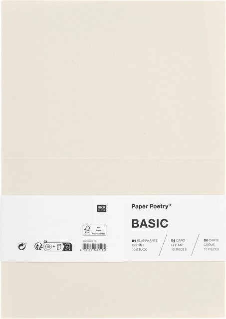 Rico Design Paper Poetry Klappkarten Basic B6 in Creme, 10 Stück - Bild 1