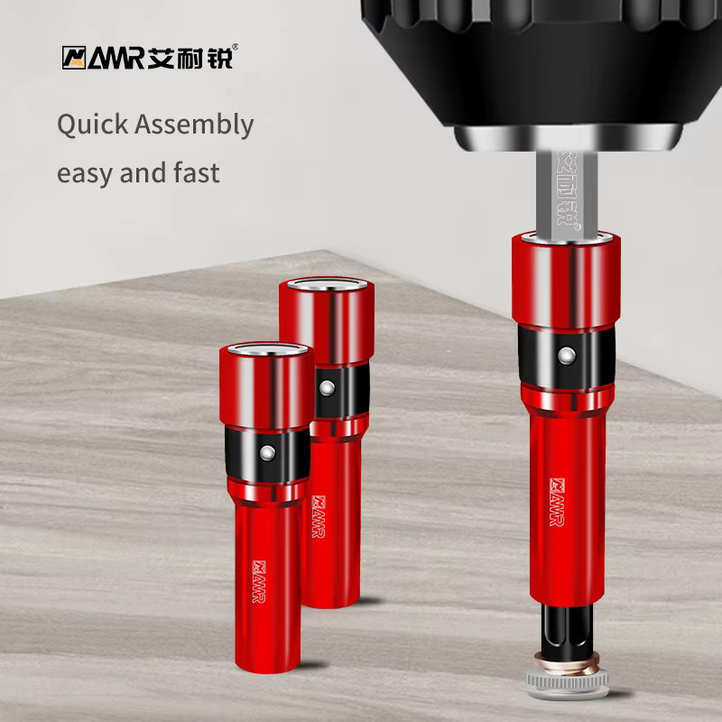 AMR 1/4 Zoll Schraubendreher-Bit aus Aluminiumlegierung mit 3-in-1 Magnetring, Rot, 6,35 mm - Bild 4