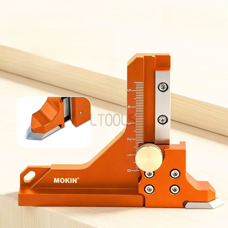 LTOOLS Höhenmesser aus Messing und Aluminiumlegierung in Orange für die Holzbearbeitung zur Tiefeneinstellung an der Tischkreissäge - Bild 2